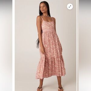 Patrons Of Peace Boho Cottagecore Print Flowing Tiered Midi/Maxi Dress• Small